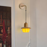 Rustic Yellow Pumpkin Wooden Pendant Wall Sconce Image - 1