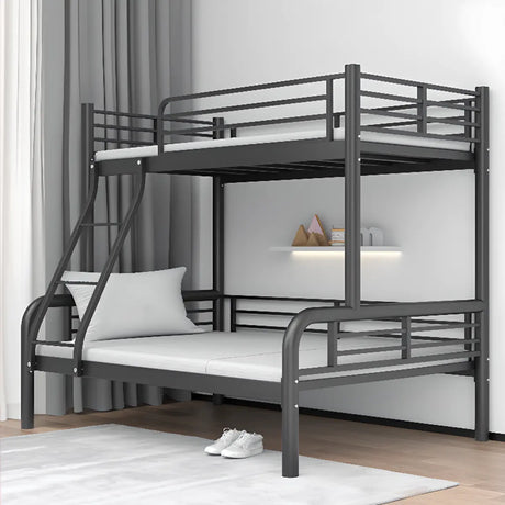 Safety Twin Alloy Black Guardrail and Stairs Bunk Bed Image - 1