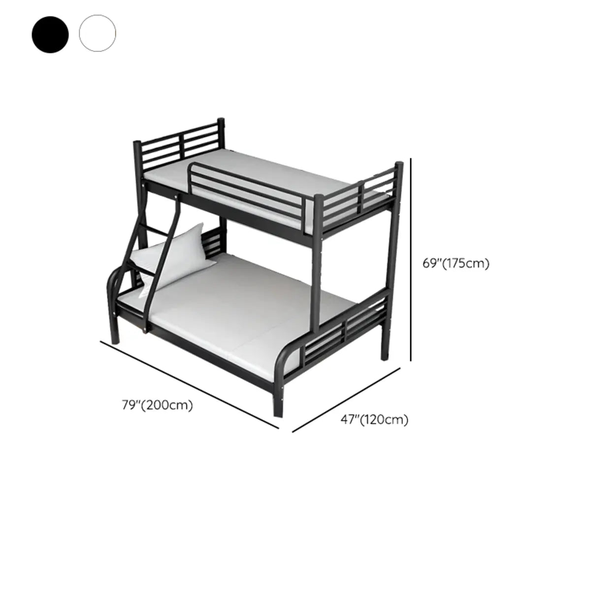 Safety Twin Alloy Black Guardrail and Stairs Bunk Bed 