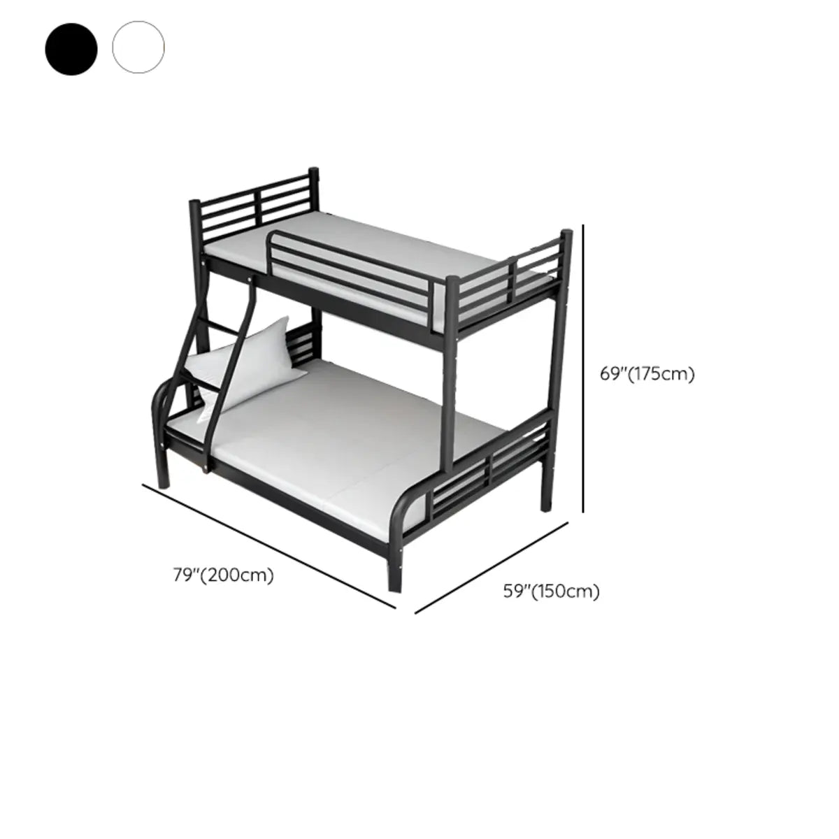 Safety Twin Alloy Black Guardrail and Stairs Bunk Bed Image - 17