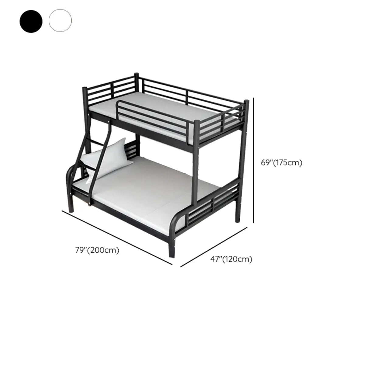 Safety Twin Alloy Black Guardrail and Stairs Bunk Bed Image - 18