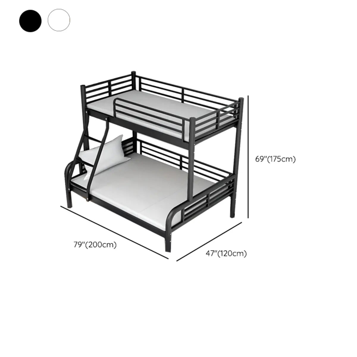 Safety Twin Alloy Black Guardrail and Stairs Bunk Bed Image - 21