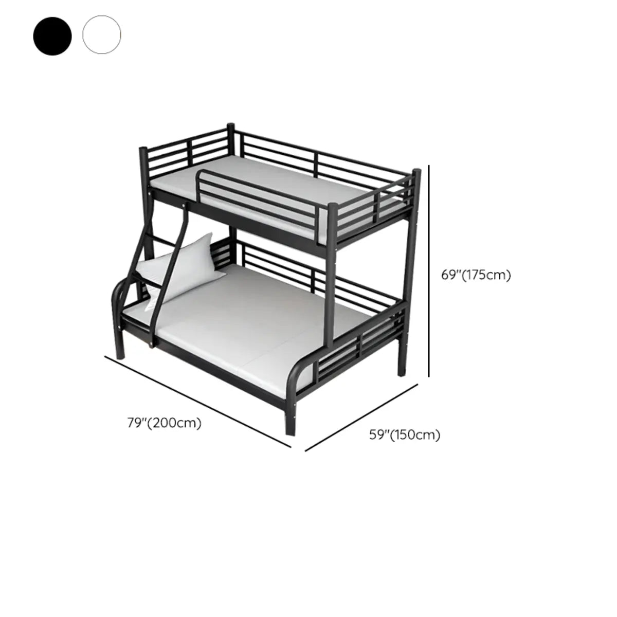 Safety Twin Alloy Black Guardrail and Stairs Bunk Bed Image - 23