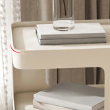 Safety White Square Iron Chairside Table with Shelf Image - 13