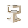 Safety White Square Iron Chairside Table with Shelf Image - 3