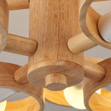 Scandinavian 2 Tiers Wooden Circle Pendant Chandelier Image - 10