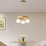 Scandinavian 9-Light GLobe Wooden Ring Chandelier Image - 6