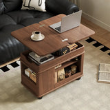 Scandinavian Adjustable Brown Wood Mobile Side Table Image - 6