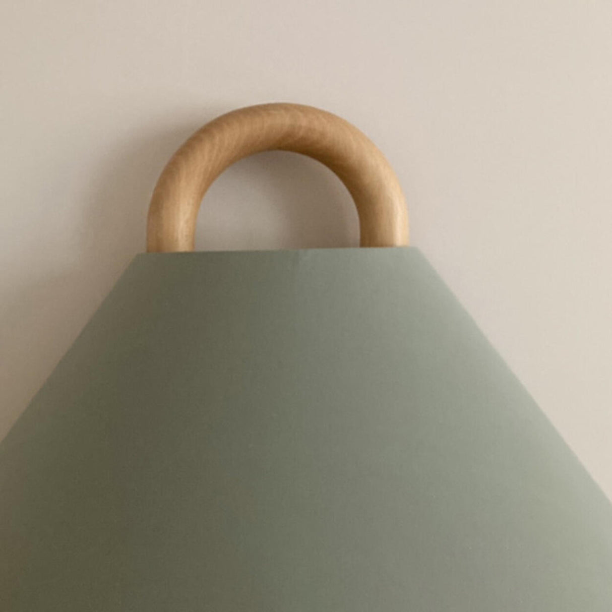 Scandinavian Beige Wooden and Fabric Cone Wall Lamp Image - 15