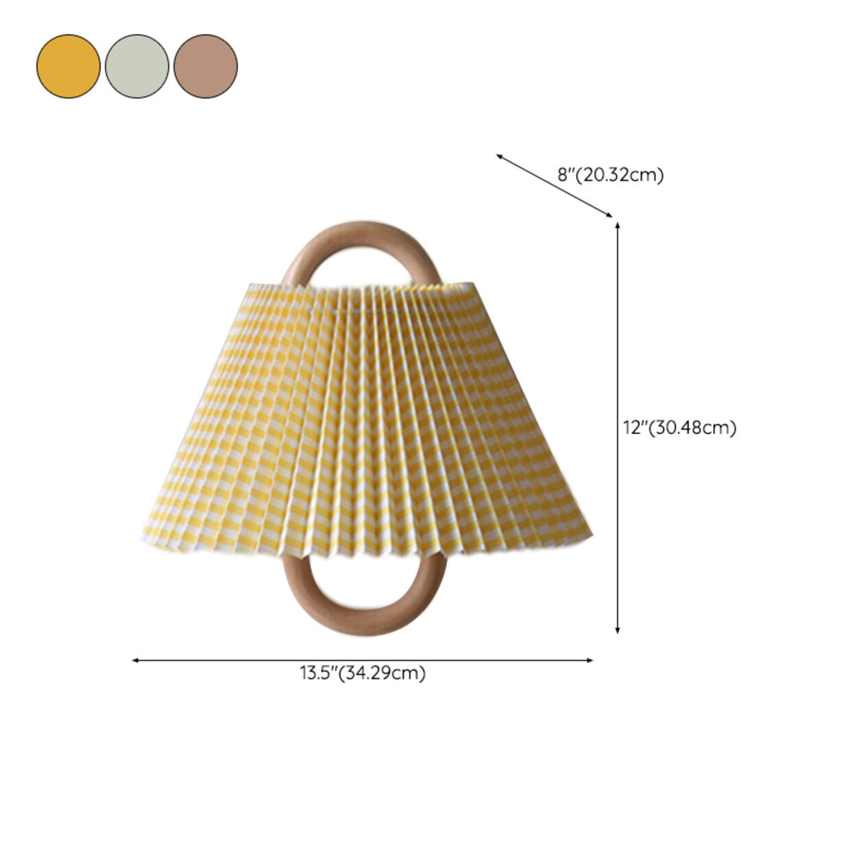 Scandinavian Beige Wooden and Fabric Cone Wall Lamp 