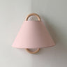 Scandinavian Beige Wooden and Fabric Cone Wall Lamp Image - 4