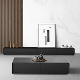 Scandinavian Black Wood Drawers Rectangle TV Stand Image - 1