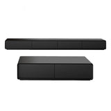 Scandinavian Black Wood Drawers Rectangle TV Stand Image - 5