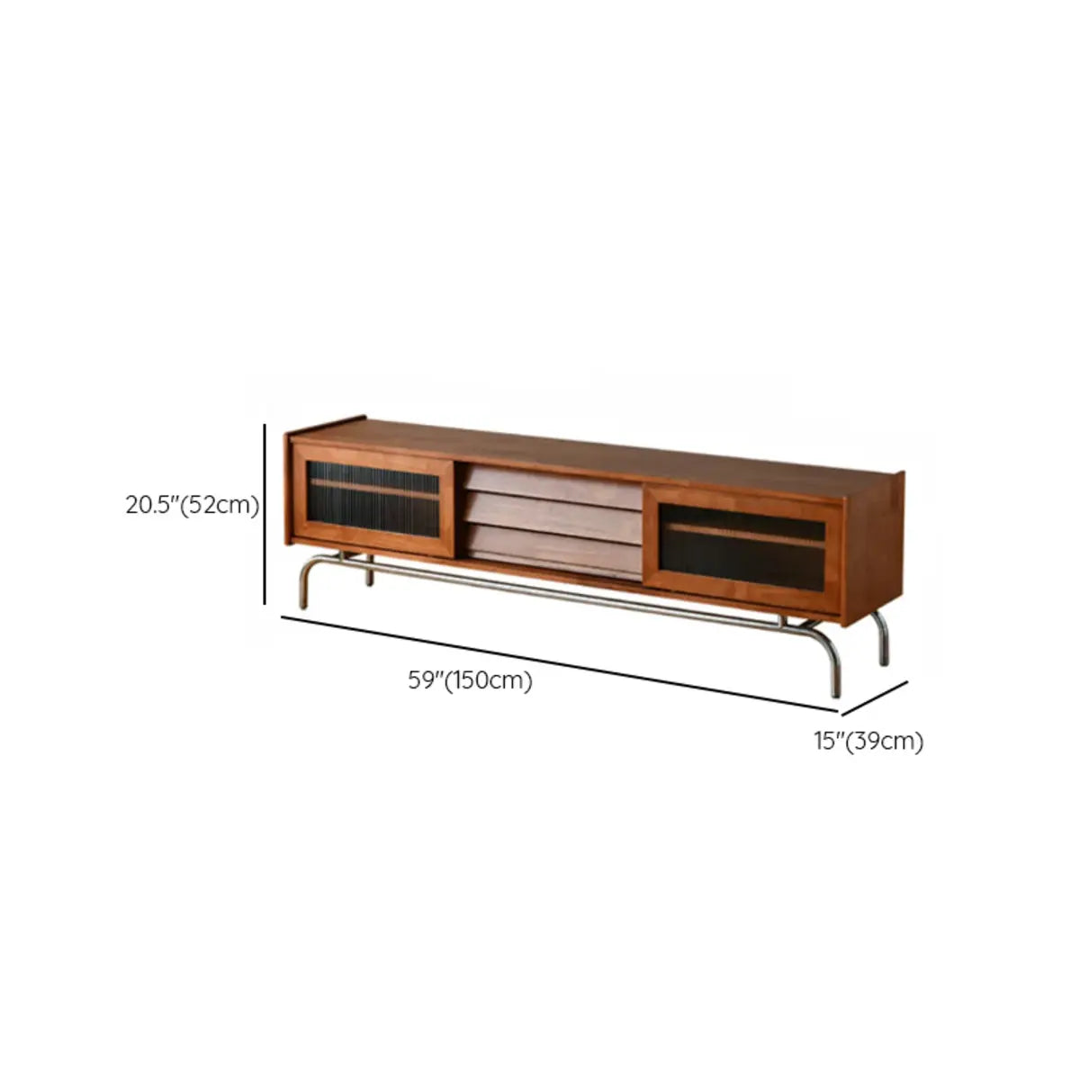 Scandinavian Brown Rubberwood Shelves Cabinet TV Stand 