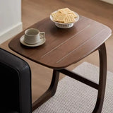 Scandinavian C-shaped Wood Brown Rectangular Chairside Table Image - 12