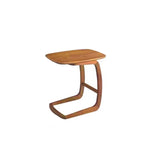 Scandinavian C-shaped Wood Brown Rectangular Chairside Table Image - 2