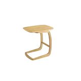 Scandinavian C-shaped Wood Brown Rectangular Chairside Table Image - 4