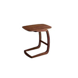 Scandinavian C-shaped Wood Brown Rectangular Chairside Table Image - 6