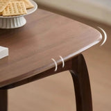 Scandinavian C-shaped Wood Brown Rectangular Chairside Table Image - 9