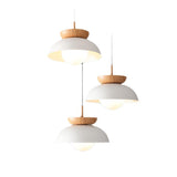 Scandinavian Dome Black and Wood Pendant Lights Image - 5