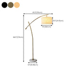 Scandinavian Fabric Drum Arched Gold Floor Lamp #size