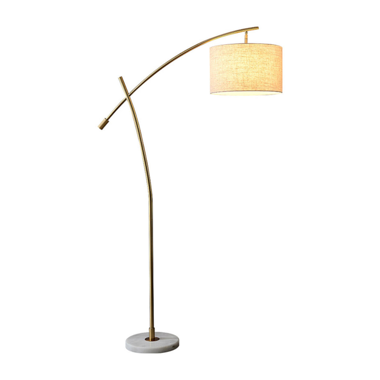 Scandinavian Fabric Drum Arched Gold Floor Lamp Image - 5