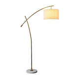 Scandinavian Fabric Drum Arched Gold Floor Lamp Image - 5