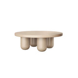 Scandinavian Khaki Brown Wooden Round Coffee Table Set Image - 2