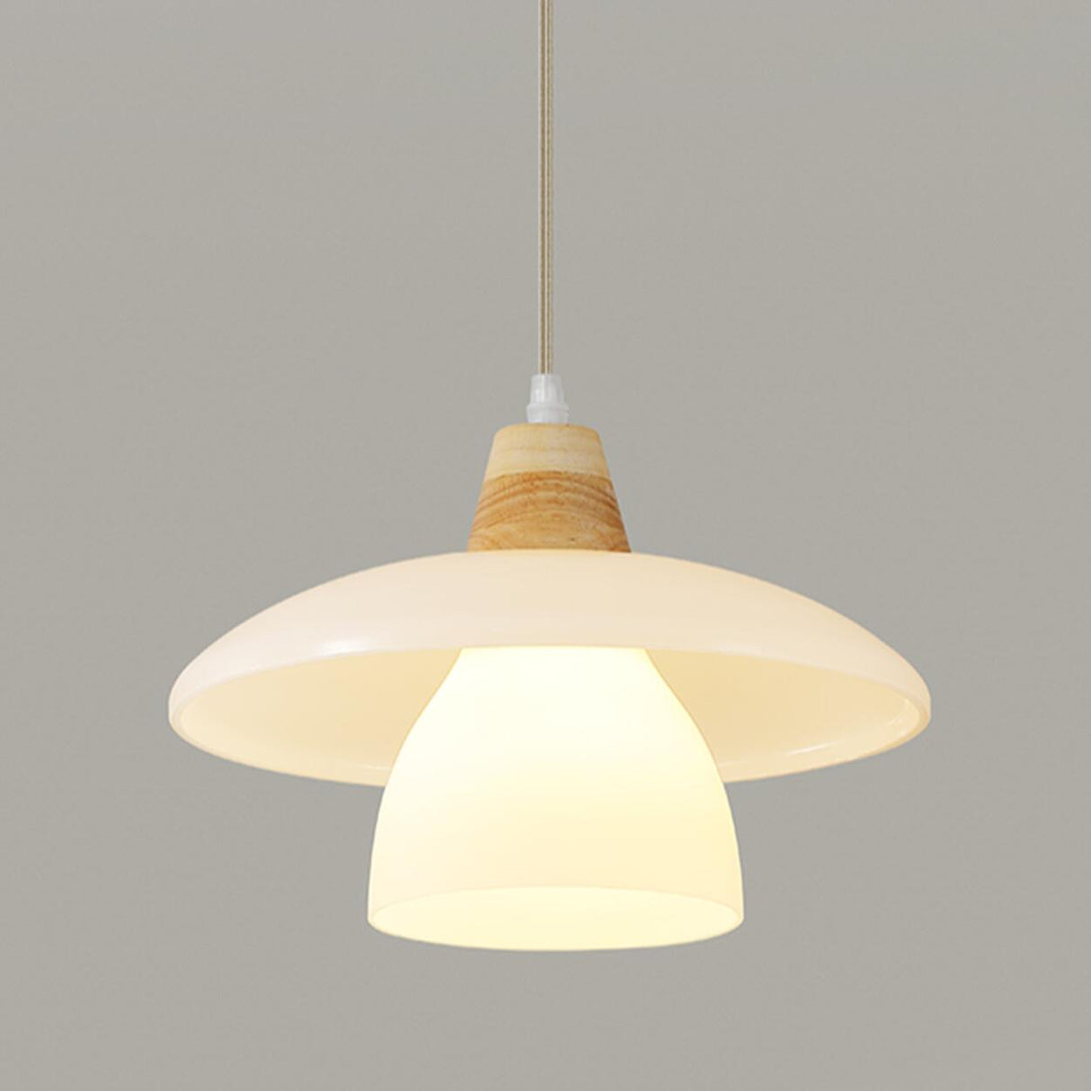 Scandinavian Layered Dome White Glass Pendant Light Image - 11