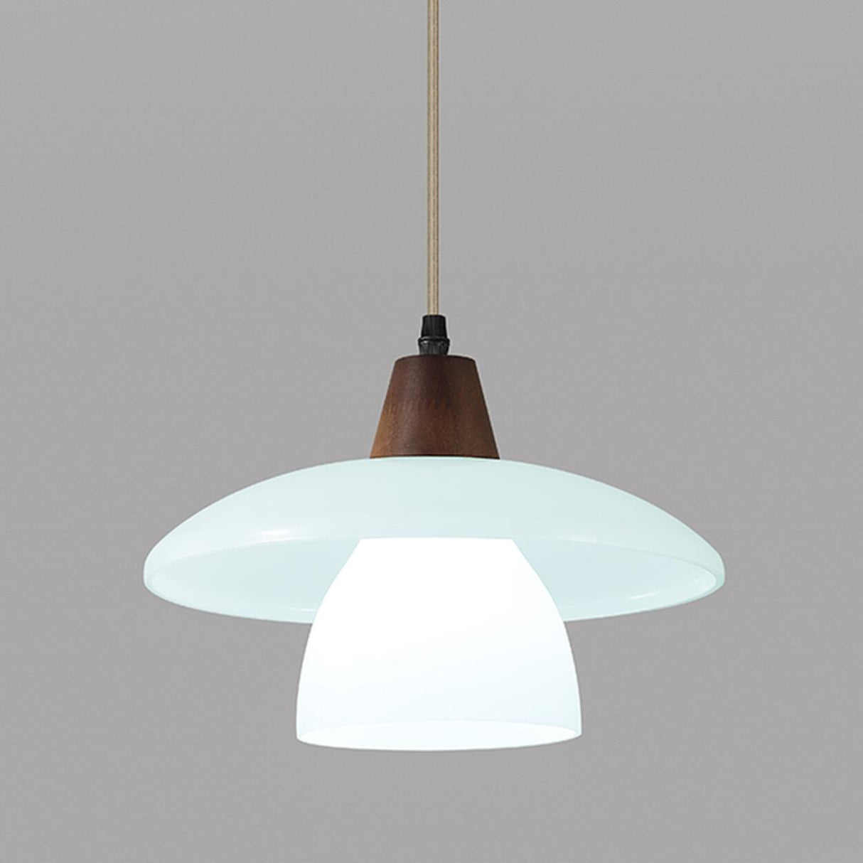 Scandinavian Layered Dome White Glass Pendant Light Image - 12