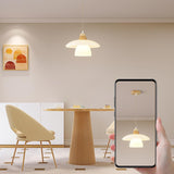 Scandinavian Layered Dome White Glass Pendant Light Image - 15