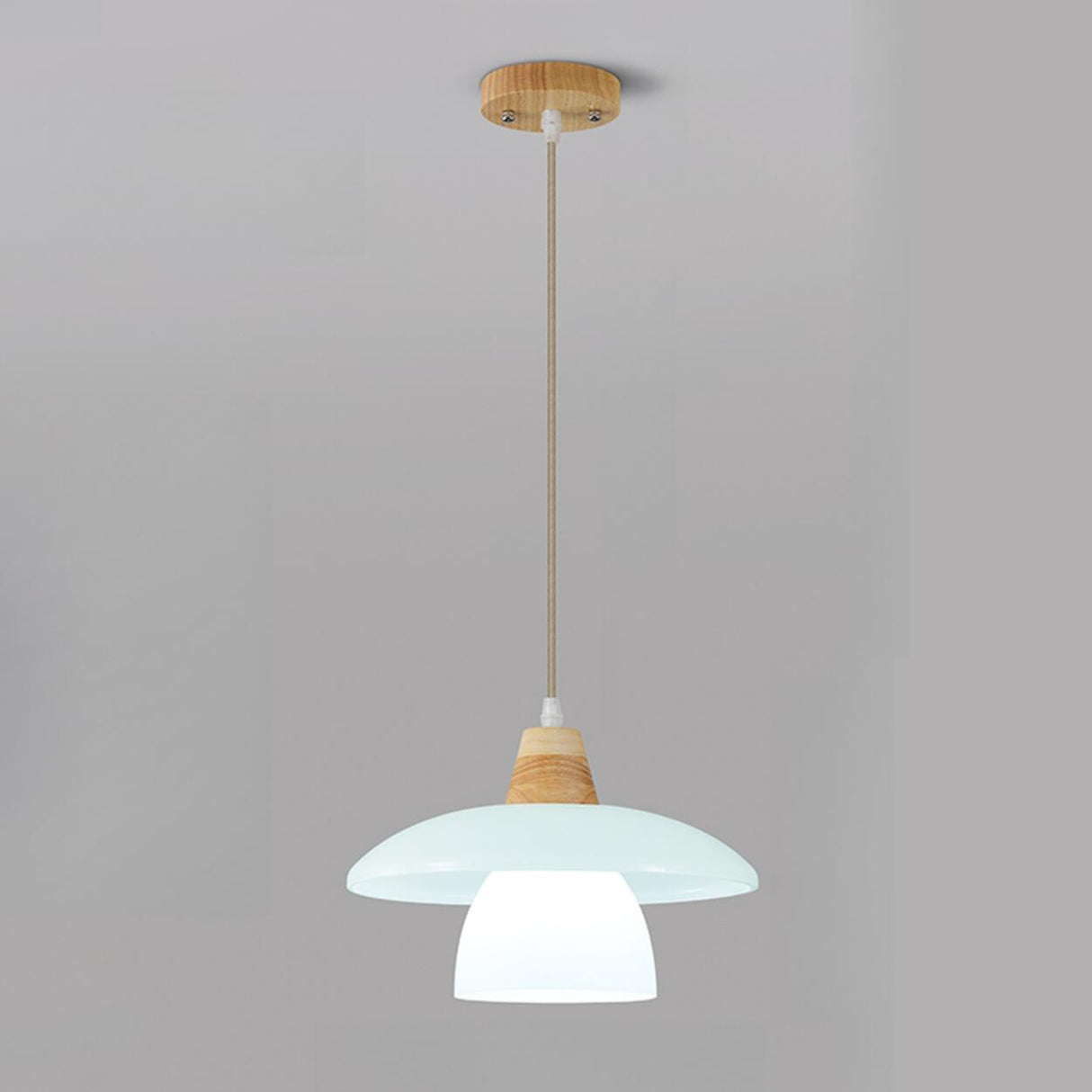 Scandinavian Layered Dome White Glass Pendant Light Image - 2