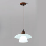 Scandinavian Layered Dome White Glass Pendant Light Image - 3