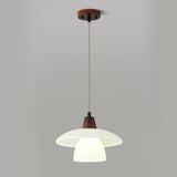 Scandinavian Layered Dome White Glass Pendant Light Image - 8