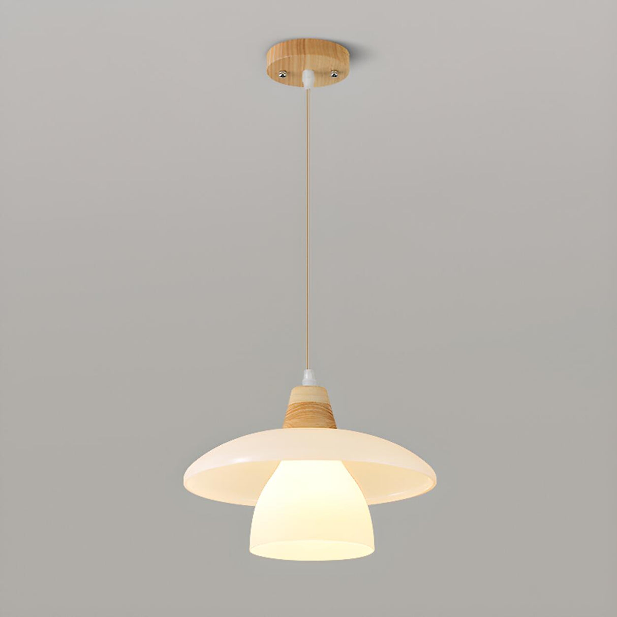 Scandinavian Layered Dome White Glass Pendant Light Image - 9