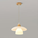 Scandinavian Layered Dome White Glass Pendant Light Image - 9