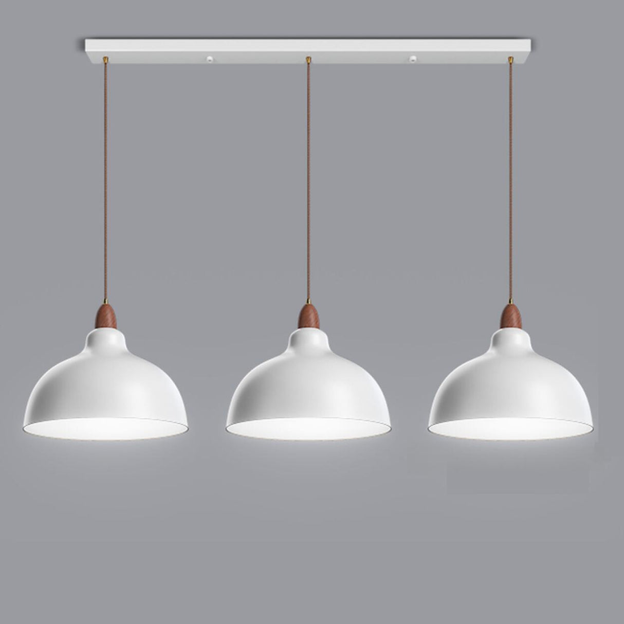 Scandinavian Modern Triple Bell Dome Iron Pendant Light Image - 5