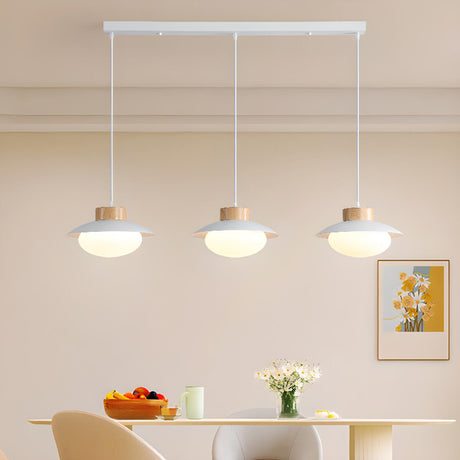 Scandinavian Modern Triple White Glass Dome Pendant Light Image - 1