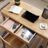 Scandinavian Natural Finish Wood Drawers Writing Desk Image - 3