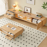 Scandinavian Natural Wood Cabinet Drawers TV Stand Image - 10