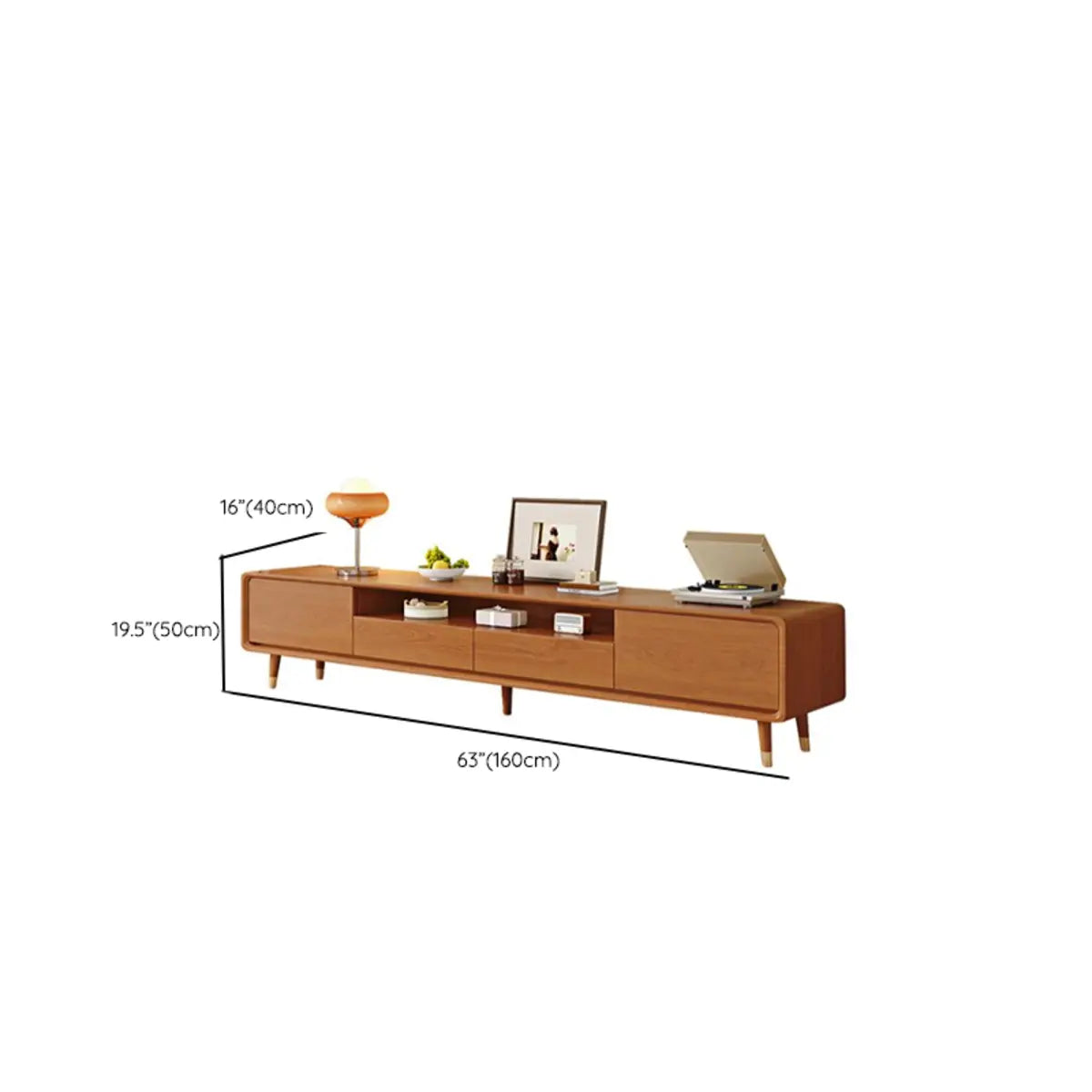 Scandinavian Natural Wood Cabinet Drawers TV Stand Image - 15