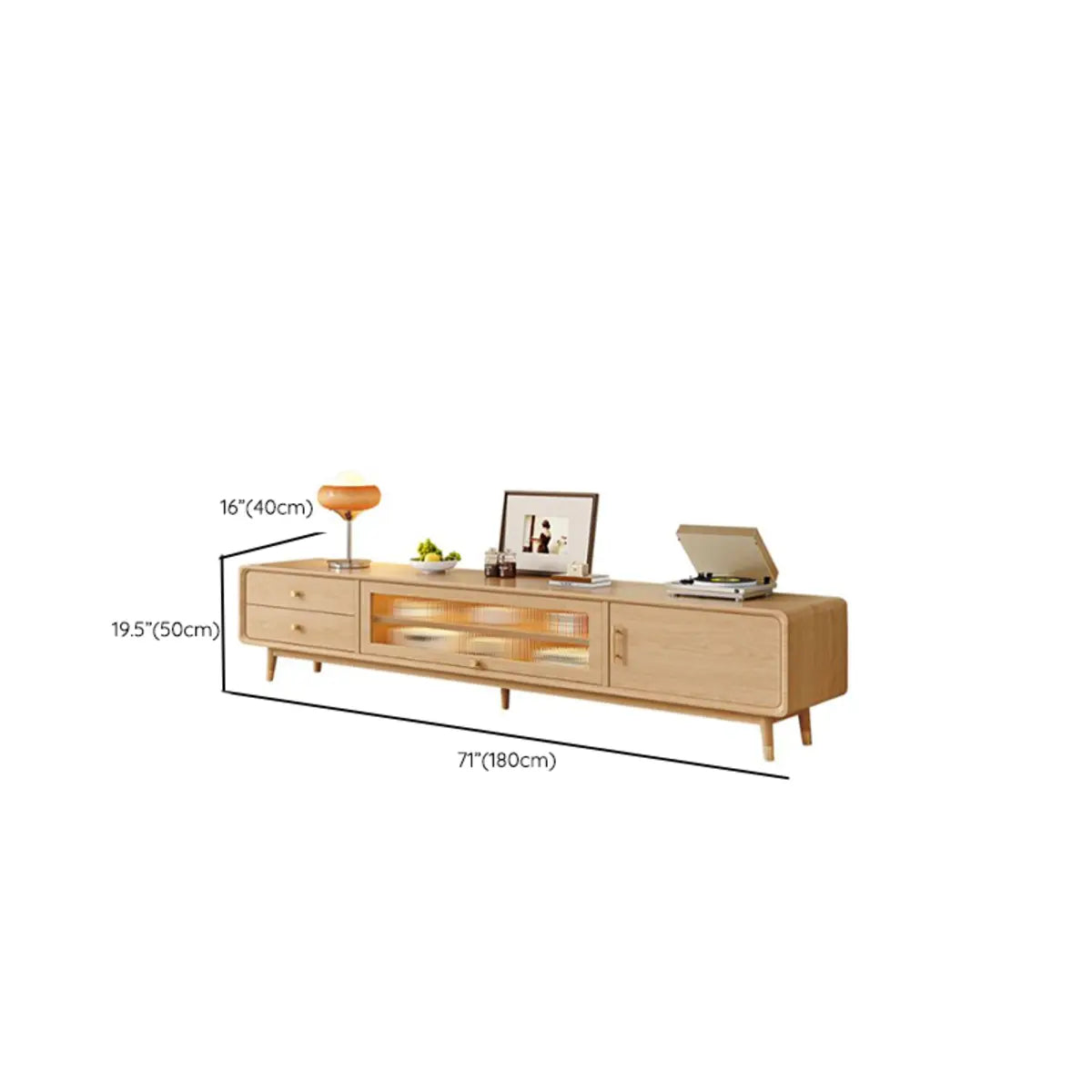 Scandinavian Natural Wood Cabinet Drawers TV Stand Image - 16