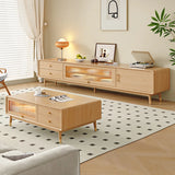 Scandinavian Natural Wood Cabinet Drawers TV Stand Image - 4