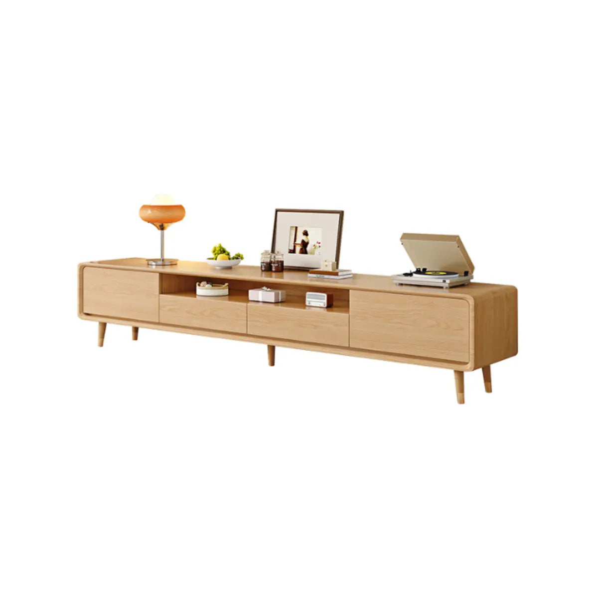 Scandinavian Natural Wood Cabinet Drawers TV Stand Image - 5