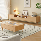 Scandinavian Natural Wood Cabinet Drawers TV Stand Image - 6