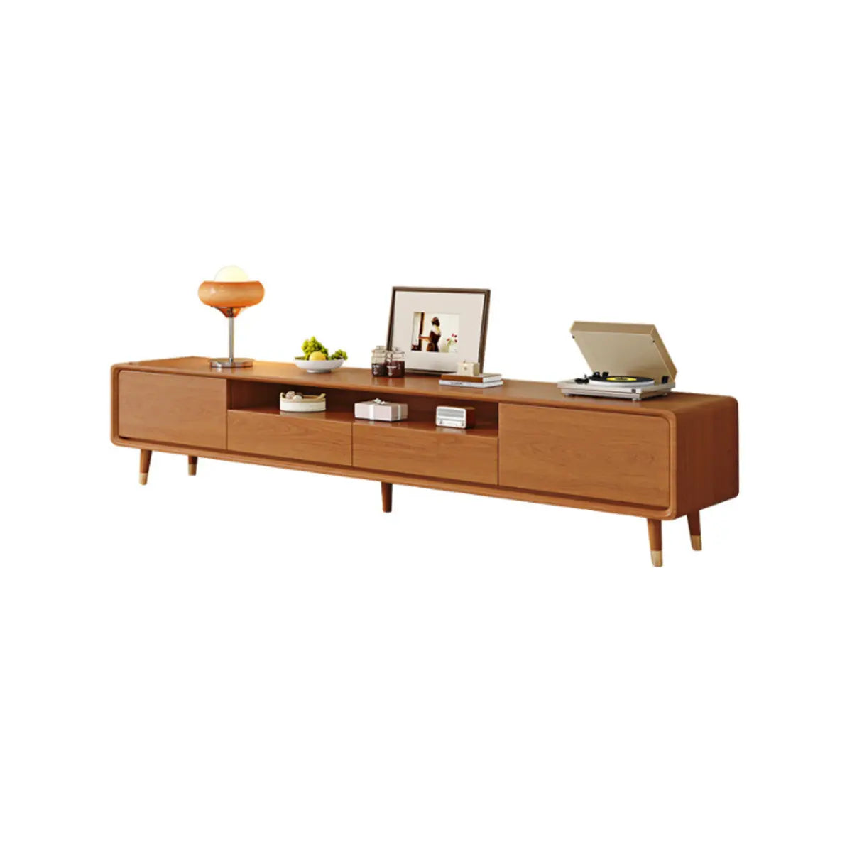 Scandinavian Natural Wood Cabinet Drawers TV Stand Image - 7