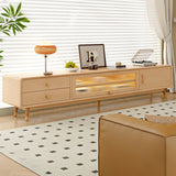 Scandinavian Natural Wood Cabinet Drawers TV Stand Image - 9