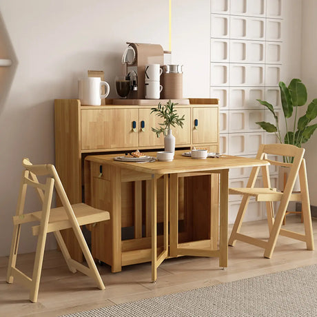 Scandinavian Natural Wood Rectangle Dining Table Extension Image - 1