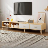 Scandinavian Oak Wooden Rectangle TV Stand with Storage Image - 2