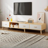 Scandinavian Oak Wooden Rectangle TV Stand with Storage Image - 3